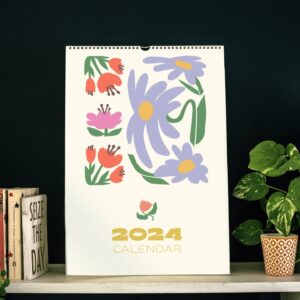 2025 Bloom Flowers Wall Calendar, Abstract Matisse Floral Botanic 12 Month Hanging Calendar, Planner Gift for Christmas Print Material Love Your Mom