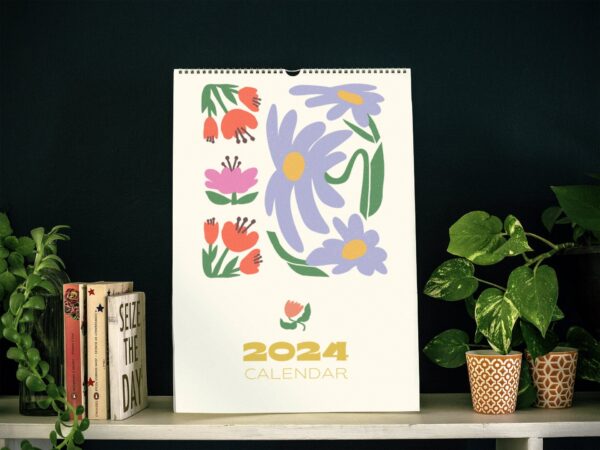 2025 Bloom Flowers Wall Calendar, Abstract Matisse Floral Botanic 12 Month Hanging Calendar, Planner Gift for Christmas Print Material Love Your Mom